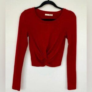 Aritzia Wilfred Free Ortiz Cropped Long Sleeve Red EUC
